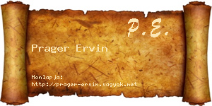 Prager Ervin névjegykártya